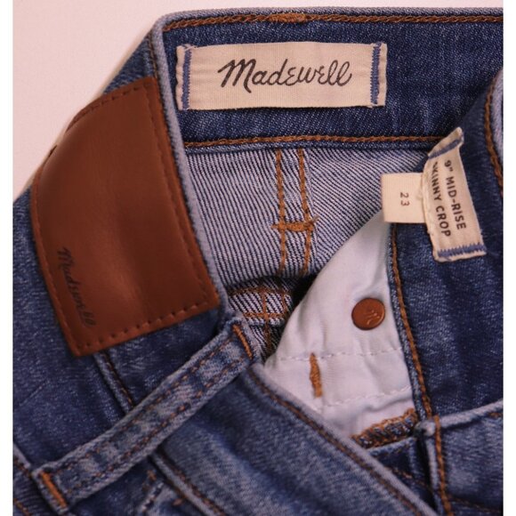 Madewell 9" Mid-Rise Skinny Crop Jeans Sz 23 Button-Front Tencel Denim Edition - Picture 5 of 10